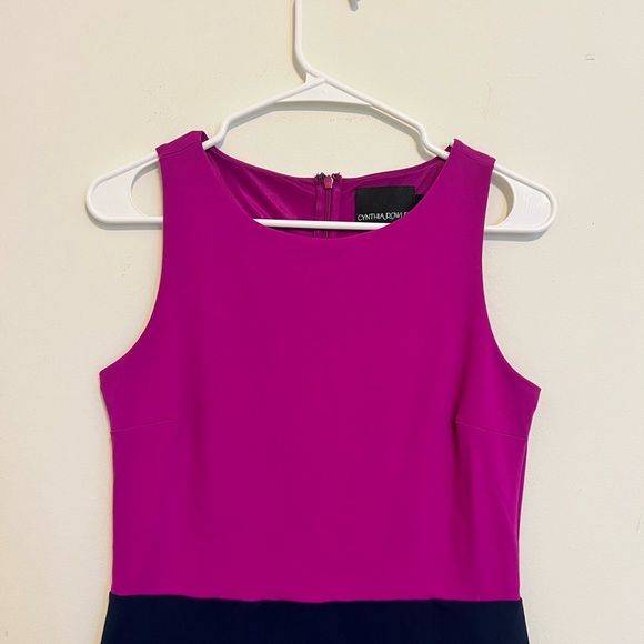 2/$30 Cynthia Rowley -Colorblock Mini Dress Fuchsia Navy Blue Sleeveless Size S - Picture 4 of 8